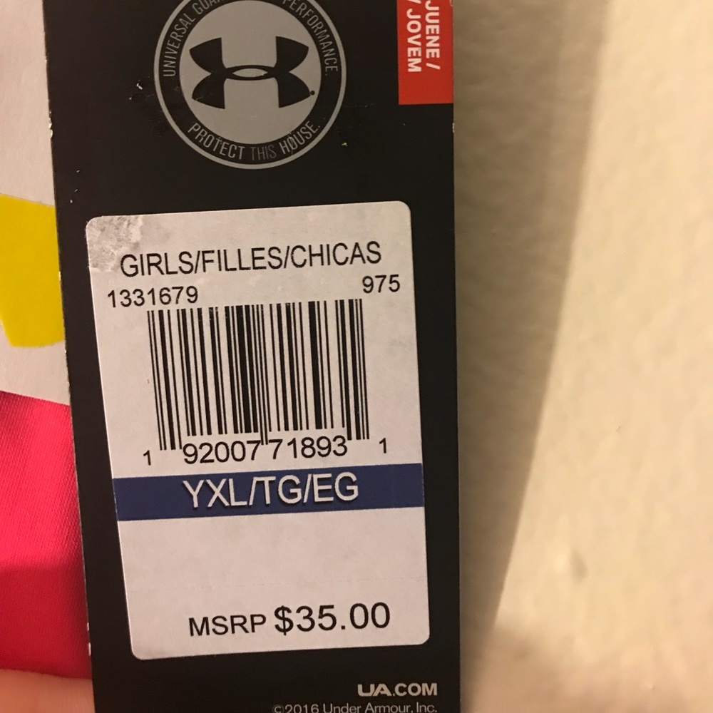 $35 Under Armour Girls Neon Pink Leggings - Picture 4 of 7